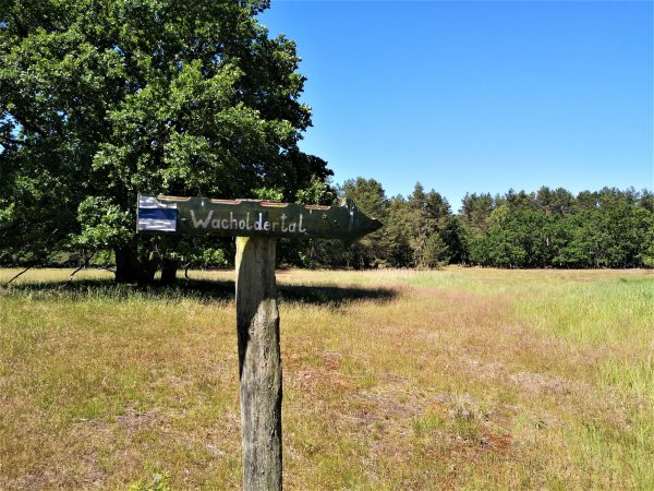Wegweiser zum Wacholdertal.